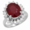 14K Gold 6.88ct Ruby 1.13ct Diamond Ring