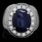 14k 15.00ct Sapphire 0.50ct Diamond Mens Ring