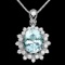 14k Gold 2.8ct Aquamarine .70ct Diamond Pendant