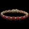 14K Gold 21.32ct Ruby 0.70ct Diamond Bracelet