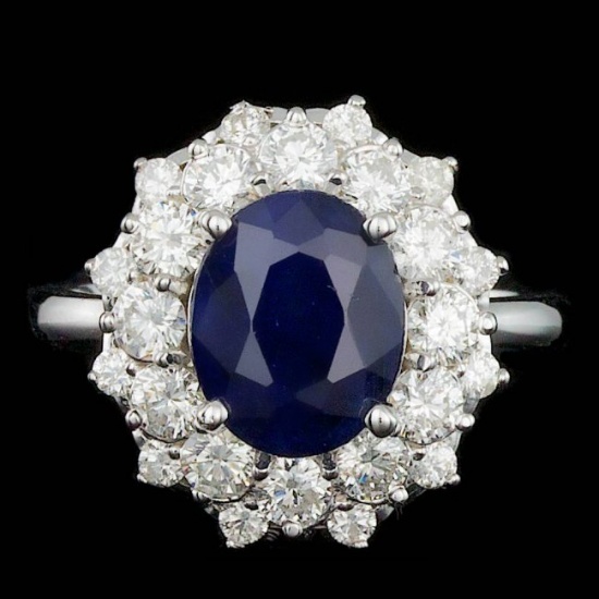 14k Gold 3.00ct Sapphire 1.40ct Diamond Ring