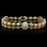 14k Gold 12.5ct Opal 1.75ct Diamond Bracelet