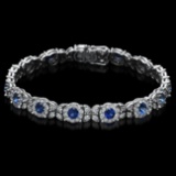 14K Gold 5.69ct Sapphire 3.88ct Diamond Bracelet