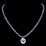 14k Gold 25.5ct Tanzanite 3.00ct Diamond Necklace