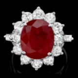 14k White Gold 7.00ct Ruby 2.3ct Diamond Ring