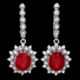 14k Gold 8.00ct Ruby 1.40ct Diamond Earrings