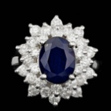 14k Gold 3.30ct Sapphire 1.74ct Diamond Ring