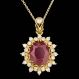 14k Gold 5.50ct Ruby 0.75ct Diamond Pendant