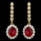 14k Gold 5.3ct Ruby 1.40ct Diamond Earrings