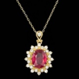 14k Gold 3.00ct Ruby 0.70ct Diamond Pendant