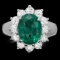 14k White Gold 3.50ct Emerald 1.10ct Diamond Ring