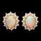 14k Gold 4.00ct Opal 1.30ct Diamond Earrings