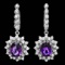 14k Gold 5ct Amethyst 1.95ct Diamond Earrings