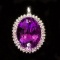 14K Gold 55.10ct Amethyst, 1.44ct Pink Sapphire 2.45ct Diamond Pendant