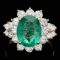 14k Gold 4.00ct Emerald 1.75ct Diamond Ring