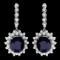 14k Gold 14.8ct Sapphire 2ct Diamond Earrings