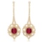14K Yellow Gold, 8.10cts Ruby, 2.67cts Diamond Earring