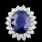 14k Gold 11.00ct Sapphire 2.50ct Diamond Ring