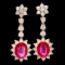 14k Gold 6.00ct Ruby 3.0ct Diamond Earrings