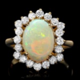 14k Yellow Gold 2.00ct Opal 1.00ct Diamond Ring