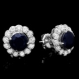 14k Gold 3.70ct Sapphire 1.5ct Diamond Earrings