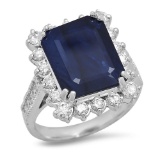 14K Gold 7.21ct Sapphire 1.25cts Diamond Ring