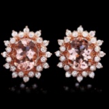 14k Rose 5ct Morganite 1.25ct Diamond Earrings