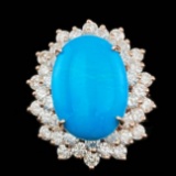 14k Rose 8.50ct Turquoise 3.00ct Diamond Ring