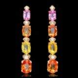 14k Gold 7ct Sapphire 0.40ct Diamond Earrings