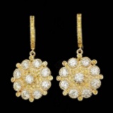 14k Yellow Gold 6.4ct Diamond Earrings
