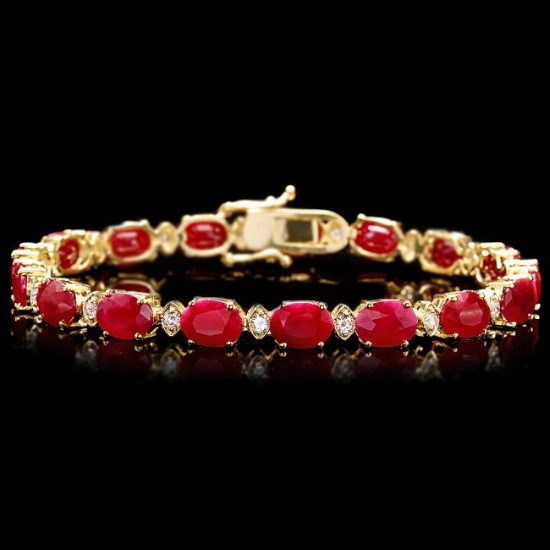 14k Gold 25.00ct Ruby 1.00ct Diamond Bracelet