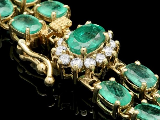 14k Gold 18ct Emerald 0.40ct Diamond Bracelet