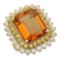 14K Gold 13.81ct Citrine 1.97ct Sapphire 2.39ct Diamond Ring