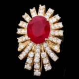 14k Yellow Gold 8.50ct Ruby 2.75ct Diamond Ring