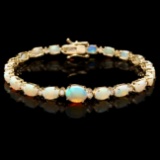 14k Gold 7.00ct Opal 0.50ct Diamond Bracelet