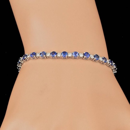 14k Gold 6.00ct Sapphire 1.65ct Diamond Bracelet