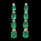 14k Gold 6.5ct Emerald .35ct Diamond Earrings