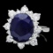 14k Gold 6.50ct Sapphire 1.35ct Diamond Ring