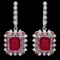 14k Gold 11.4ct Ruby 1.50ct Diamond Earrings