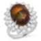 14K Gold 4.11ct Fire Agate 1.92cts Diamond Ring