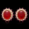 14k Gold 22.7ct Ruby 0.80ct Diamond Earrings