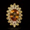 14K Gold 17.83ct Citrine, 0.90ct Yellow Sapphire 1.10ct Diamond Ring