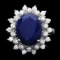 14k Gold 6.50ct Sapphire 0.90ct Diamond Ring
