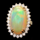 14k Yellow Gold 13.50ct Opal 1.40ct Diamond Ring