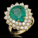 14K Gold 5.67ct Emerald & 2.87ct Diamond Ring