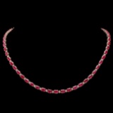 14k Gold 25.00ct Ruby 1.20ct Diamond Necklace