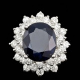 14k Gold 7.00ct Sapphire 2.55ct Diamond Ring