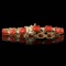 14k Gold 15.00ct Coral 0.80ct Diamond Bracelet