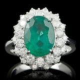 14k White Gold 3.50ct Emerald 1.55ct Diamond Ring