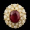 14k Yellow Gold 10.00ct Ruby 1.60ct Diamond Ring